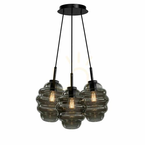 Skontrolujte Závesné svietidlo s.luce Echos Cluster, dymové sklo, 3× E27, tienidlá Ø 18 cm