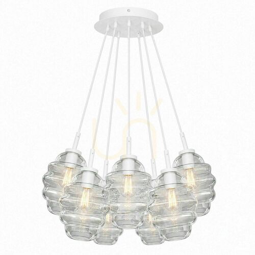 Skontrolujte Závesné svietidlo s.luce Echos Cluster, 7 × E27, priehľadné sklo, Ø 18 cm