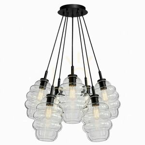 Sklenené závesné svietidlo s.luce Echos Cluster, 7× E27, priehľadné, Ø 25 cm 5 Sklenené závesné svietidlo s.luce Echos Cluster, 7× E27, priehľadné, Ø 25 cm small 5