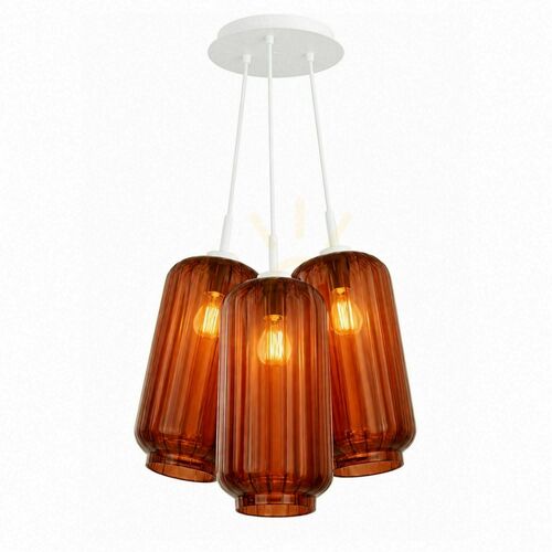 Skontrolujte Závesné svietidlo s.luce Velo Cluster, hnedé sklo, 3× E27, tienidlá Ø 18 cm