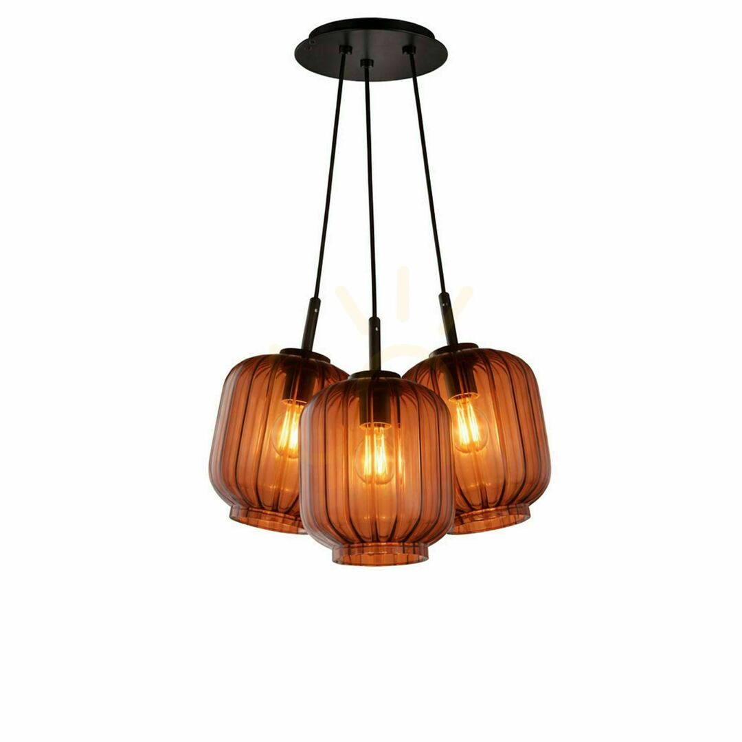 Náhľad Sklenené závesné svietidlo s.luce Velo Cluster, viacfarebné, 3× E27, tienidlá Ø 20 cm Sklenené závesné svietidlo s.luce Velo Cluster, viacfarebné, 3× E27, tienidlá Ø 20 cm