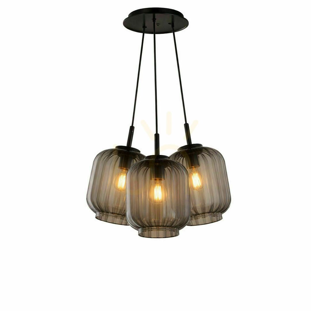 Displej Sklenené závesné svietidlo s.luce Velo Cluster, viacfarebné, 3× E27, tienidlá Ø 20 cm Sklenené závesné svietidlo s.luce Velo Cluster, viacfarebné, 3× E27, tienidlá Ø 20 cm