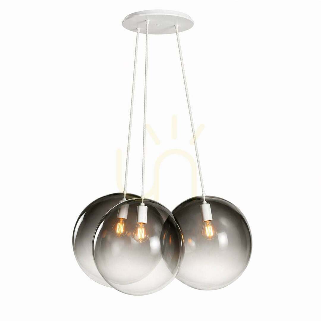 Függőlámpa s.luce Orb Cluster, 3 izzós, füstszínű üveg, 3 × Ø20 cm, E27