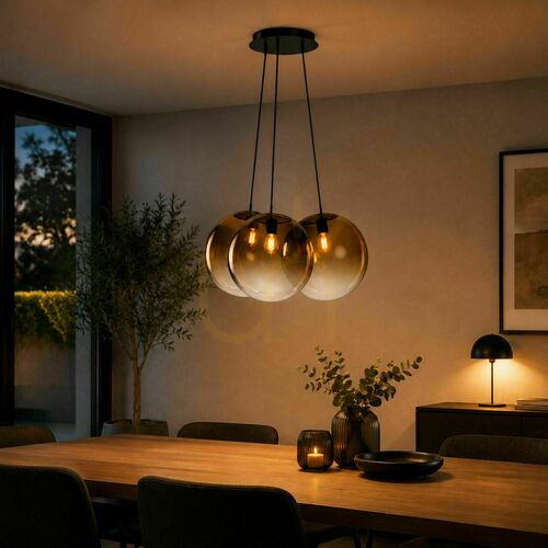 Skontrolujte Závesné svietidlo s.luce Orb Cluster, sklenené, medené, 3× E27, 3× Ø 30 cm
