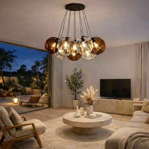 Závesné svietidlo s.luce Orb Cluster, medené, 7 × E27, sklenené tienidlá Ø 30 cm 4 Závesné svietidlo s.luce Orb Cluster, medené, 7 × E27, sklenené tienidlá Ø 30 cm small 4