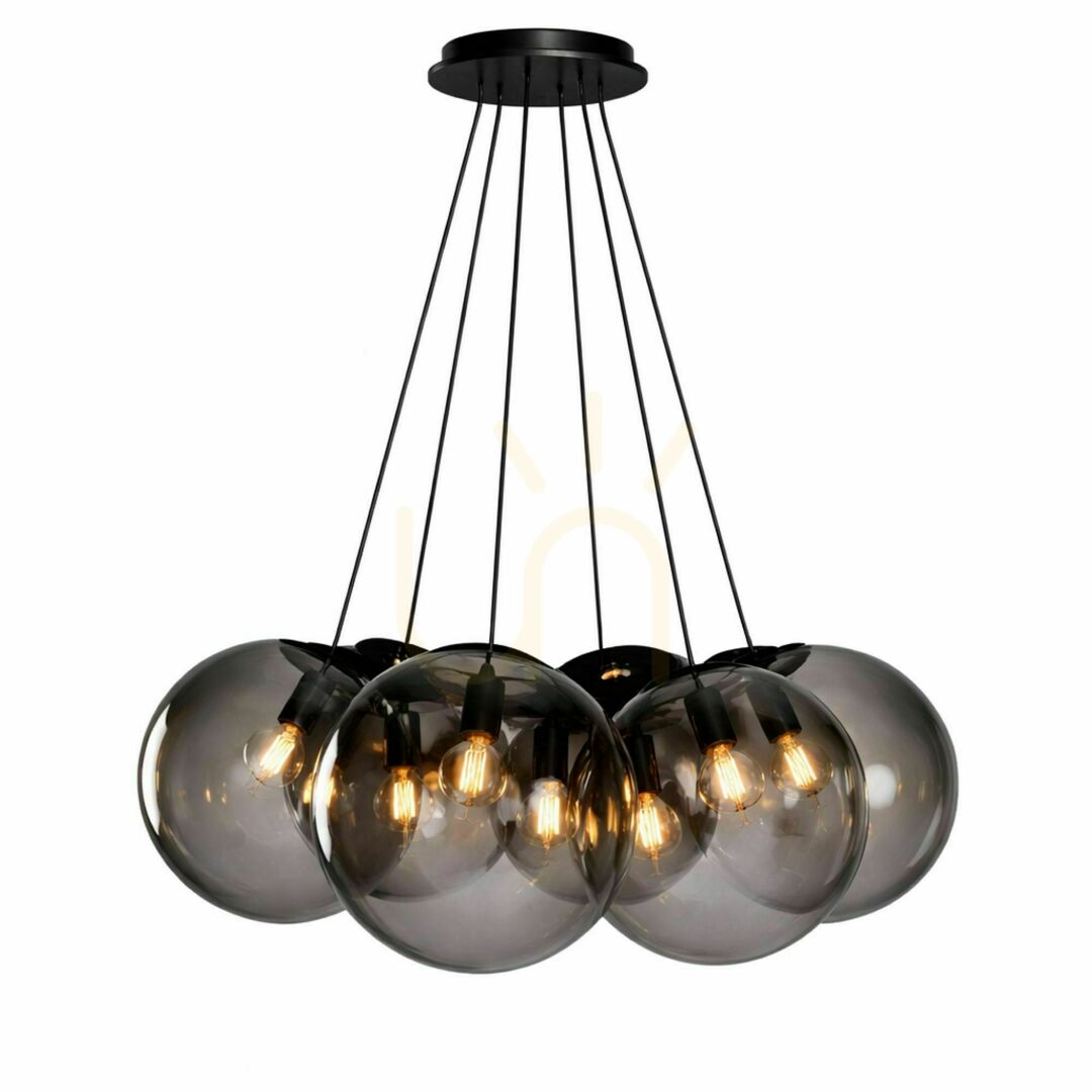 Skontrolujte Závesné svietidlo s.luce Orb Cluster, 7 × E27, hnedé sklo, tienidlá Ø 30 cm Závesné svietidlo s.luce Orb Cluster, 7 × E27, hnedé sklo, tienidlá Ø 30 cm