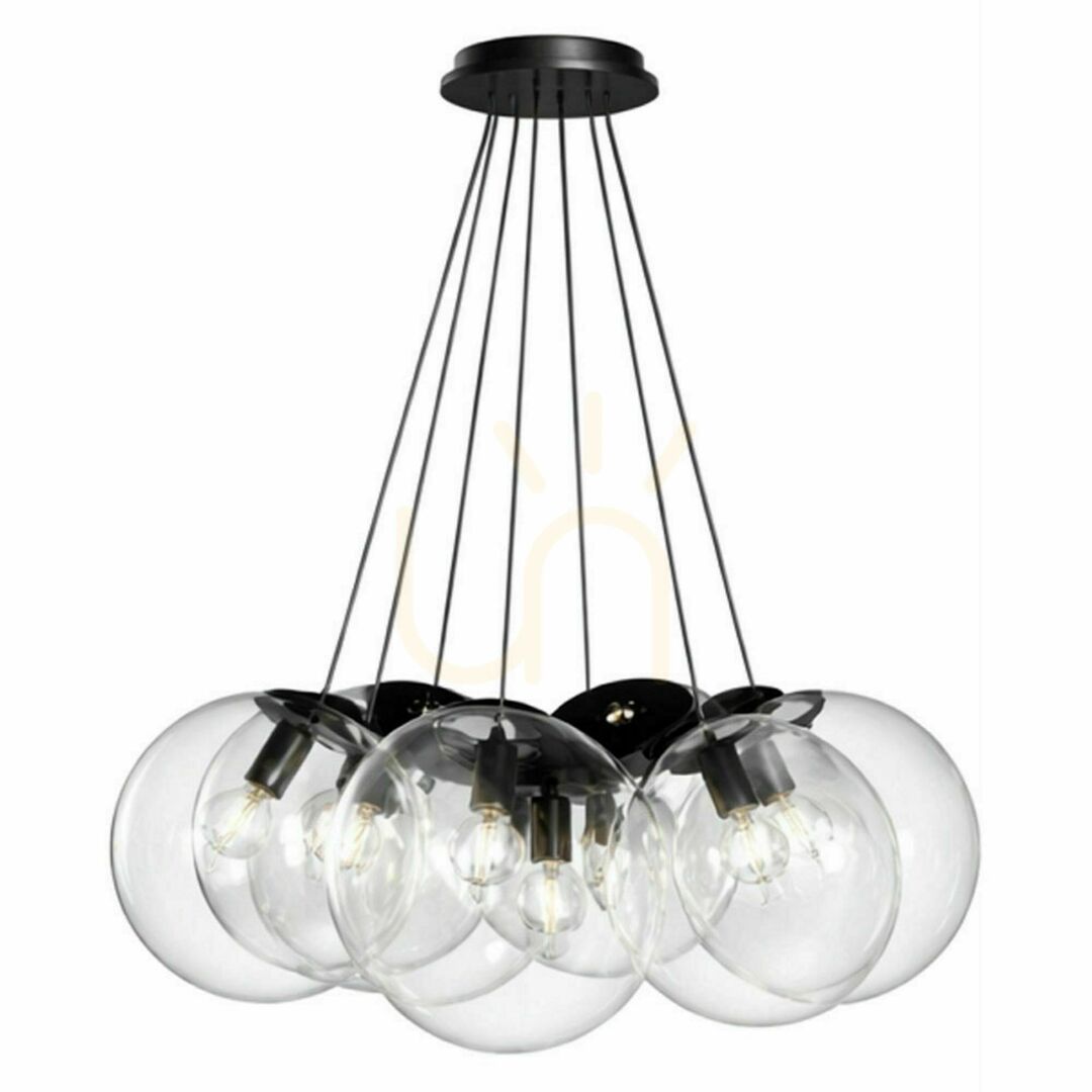 Šou Závesné svietidlo s.luce Orb Cluster, 7 × E27, hnedé sklo, tienidlá Ø 30 cm Závesné svietidlo s.luce Orb Cluster, 7 × E27, hnedé sklo, tienidlá Ø 30 cm