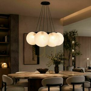 Závesné svietidlo s.luce Orb Cluster, biele, 7 × E27, sklenené tienidlá Ø 30 cm small 0