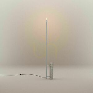 Stojaca lampa s.luce Velo, biela, travertín a číre sklo, 187 cm, E27 small 1