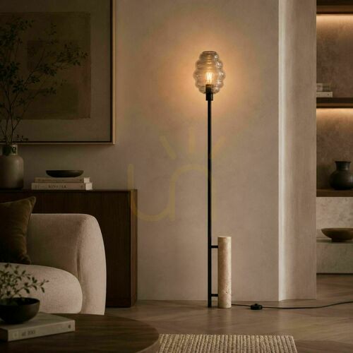 Skontrolujte Stojaca lampa s.luce Echos, travertín a dymové sklo, 188 cm, E27