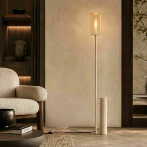 Stojaca lampa s.luce Cruet, jantárové sklo a travertín, 190 cm, E27 small 2