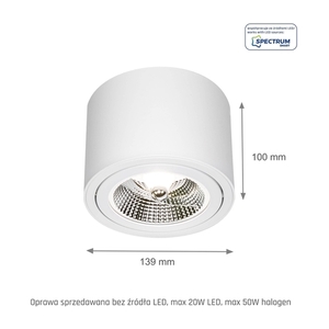 Prisadené Svietidlo CHLOE AR111 GU10 Biele Okrúhle Výklopné SpectrumLED small 1