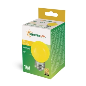 LED guľa E27 230 V 1 W žlté spektrum small 1