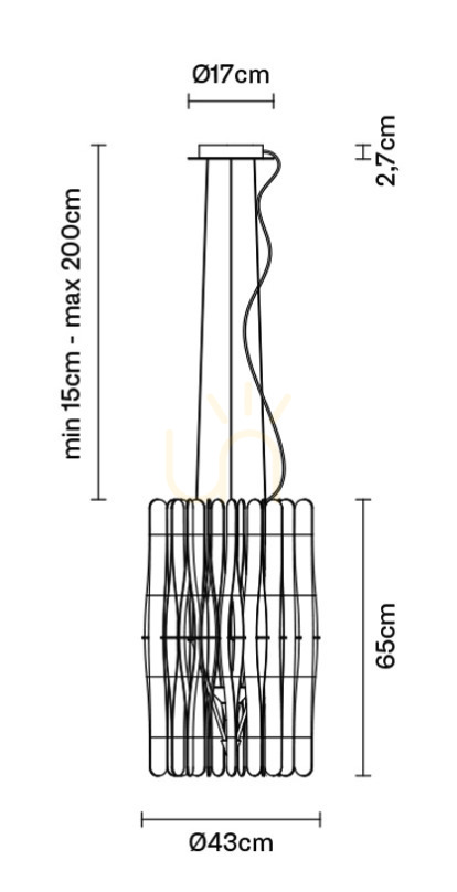 Displej Závesná lampa Fabbian Stick F23 43cm - F23 A02 69 Závesná lampa Fabbian Stick F23 43cm - F23 A02 69