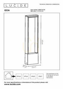 Záhradné stĺpikové svietidlo Lucide GOA antracit LED 10 W 60 cm IP54 28857/61/30 small 7