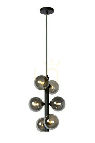 Skontrolujte Závesné svietidlo Lucide TYCHO čierne retro sklo G9 6x 28 W 45474/06/30