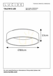 LED stropné svietidlo Lucide TALOWE 80 cm biele 80 W 3000 K 4800 lm 46100/80/31 small 4