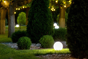 Sada dekoratívnych záhradných gulí LUNA BALL 30/40/50 cm – LED E27, PREMIUM, montážna sada, UV small 8