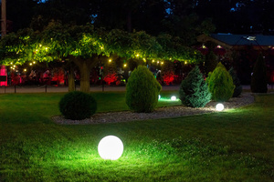 Sada dekoratívnych záhradných gulí LUNA BALL 30/40/50 cm – LED E27, PREMIUM, montážna sada, UV small 9