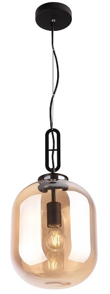 Pendellampa Max Light Honey P0297 svart med bärnstensfärgat glas 24 cm