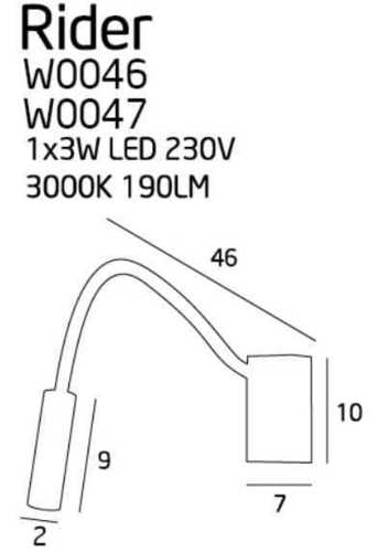 Skontrolujte Nástenné svietidlo Max Light Rider W0046 čierne LED 3W 46 cm