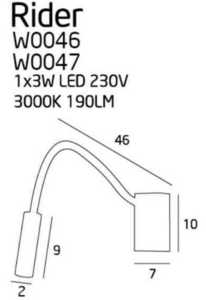 Nástenné svietidlo Max Light Rider W0046 čierne LED 3W 46 cm 1 Nástenné svietidlo Max Light Rider W0046 čierne LED 3W 46 cm small 1