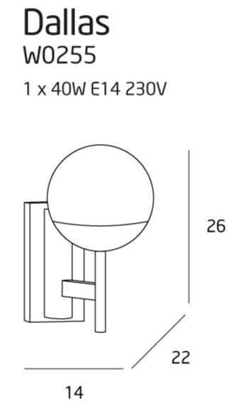 Náhľad Nástenné svietidlo Max Light Dallas W0255 čierne E14 40W Nástenné svietidlo Max Light Dallas W0255 čierne E14 40W