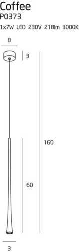 Skontrolujte Závesné svietidlo Max Light Coffee P0373 čierne LED 7W 3000K kovové 160 cm