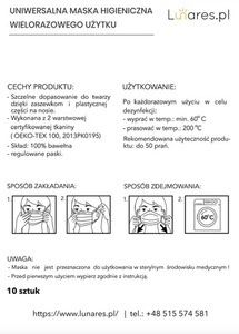 Ochranná bavlnená maska na remienkoch 10 kusov modrá 8 Ochranná bavlnená maska na remienkoch 10 kusov modrá small 8