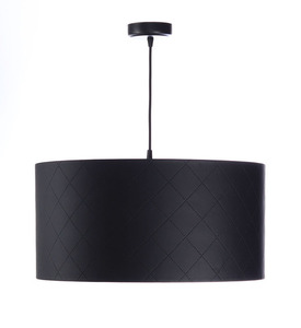 Kožená prešívaná lampa E27 60W valček čierna strieborná small 2