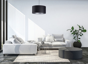 Kožená prešívaná lampa E27 60W valček čierna strieborná small 5