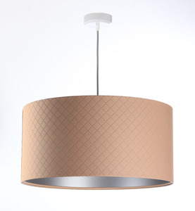 Závesná lampa do spálne Kožená E27 60W prešívaná lososová strieborná small 0