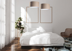 Závesná lampa nad kožené E27 60W prešívacie body, béžová, biela small 5