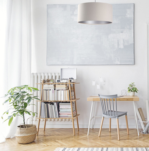 Skontrolujte Moderná závesná lampa Koža E27 60W čalúnená, krémová, strieborná