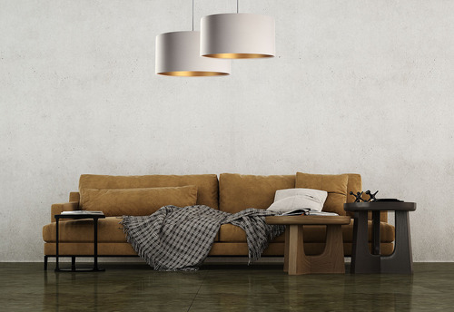 Skontrolujte Závesná lampa nad kožený stôl E27 60W, béžová, zlatá