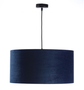 Koža - námornícka modrá závesná lampa, zamatová látka, zlatá E27 60W small 2