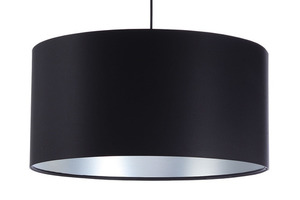Čierna kožená závesná lampa 60W E27 strieborná, valček, satén small 7