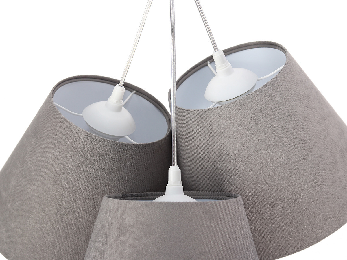 Displej Trojbodové závesné svietidlo BUCKET E27 60W sivá / biela, semiš Trojbodové závesné svietidlo BUCKET E27 60W sivá / biela, semiš
