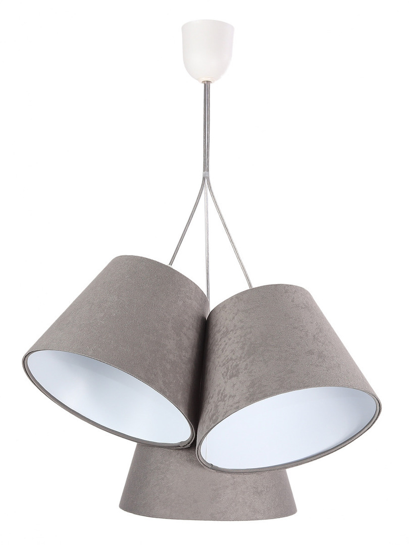 Skontrolujte Trojbodové závesné svietidlo BUCKET E27 60W sivá / biela, semiš Trojbodové závesné svietidlo BUCKET E27 60W sivá / biela, semiš
