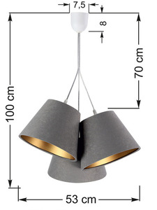 Trojité BUCKET E27 40W svietidlo sivá / zlatá nastaviteľná výška small 5