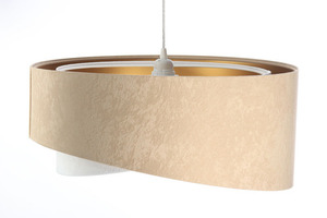 Asymetrická závesná lampa Elegance 60W E27 velúrová látka, béžová / biela / zlatá small 3