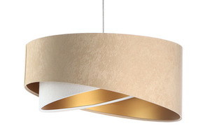 Asymetrická závesná lampa Elegance 60W E27 velúrová látka, béžová / biela / zlatá small 0