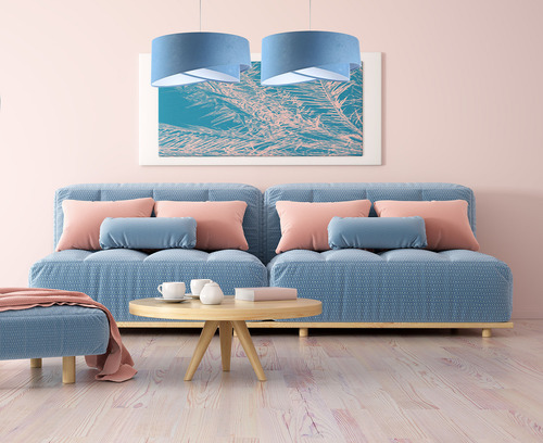 Skontrolujte Kuchynská závesná lampa Elegance 60W E27 modro / biela, velúrová látka