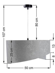 Asymetrická závesná lampa Elegance 60W E27 velúr, sivá / biela 6 Asymetrická závesná lampa Elegance 60W E27 velúr, sivá / biela small 6