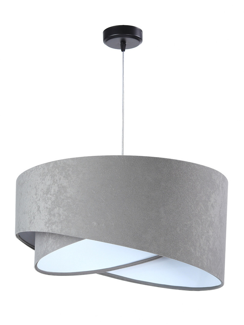 Skontrolujte Asymetrická závesná lampa Elegance 60W E27 velúr, sivá / biela Asymetrická závesná lampa Elegance 60W E27 velúr, sivá / biela