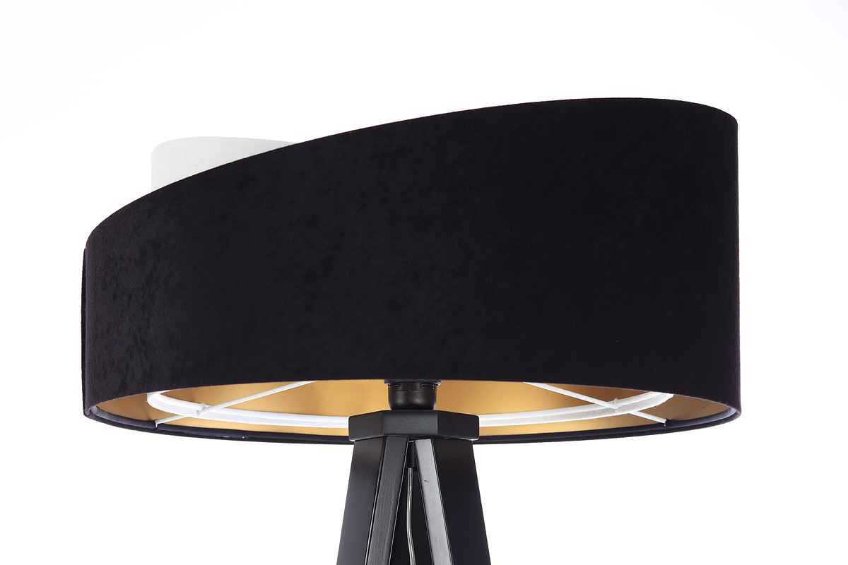 Náhľad Moderné stojacie svietidlo Crown 60W E27 velúr, čierno / biele Moderné stojacie svietidlo Crown 60W E27 velúr, čierno / biele