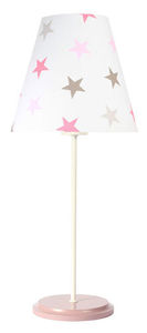 Stolná lampa pre deti Ombrello 60W E27 50cm biele / sivoružové hviezdičky small 1
