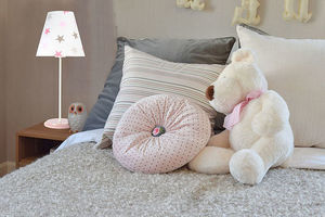Stolná lampa pre deti Ombrello 60W E27 50cm biele / sivoružové hviezdičky small 0
