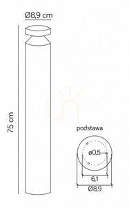 Vonkajšie stojacie svietidlo SU-MA Delta 75 cm tmavo-sivé LED 6W DL-750 small 4