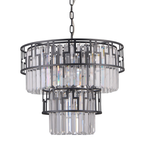 Skontrolujte Prívesná lampa Italux Filip čierna krištáľová 7xE14 PND-43493-7A